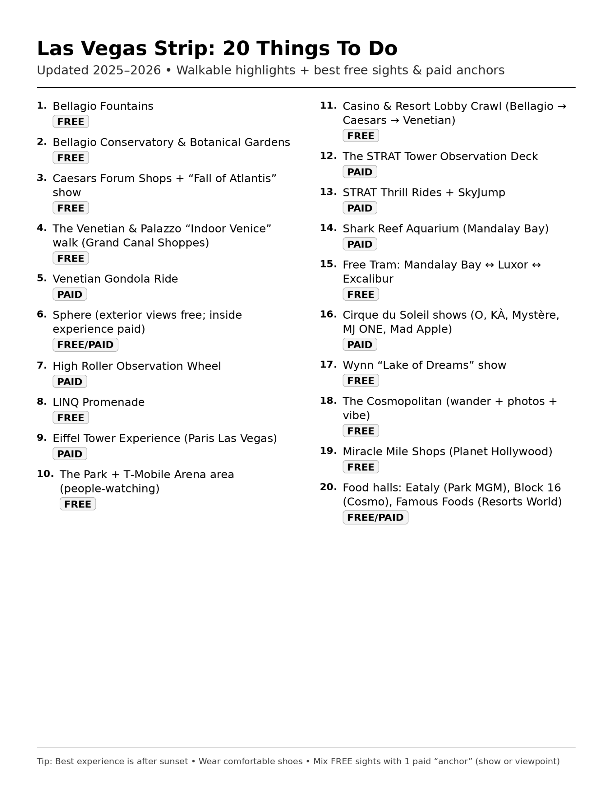 20 Things To Do on The Strip of Las Vegas  USA!