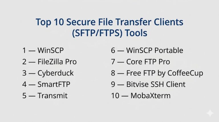 Top 10 Secure File Transfer Clients (SFTP/FTPS): Features, Pros, Cons ...