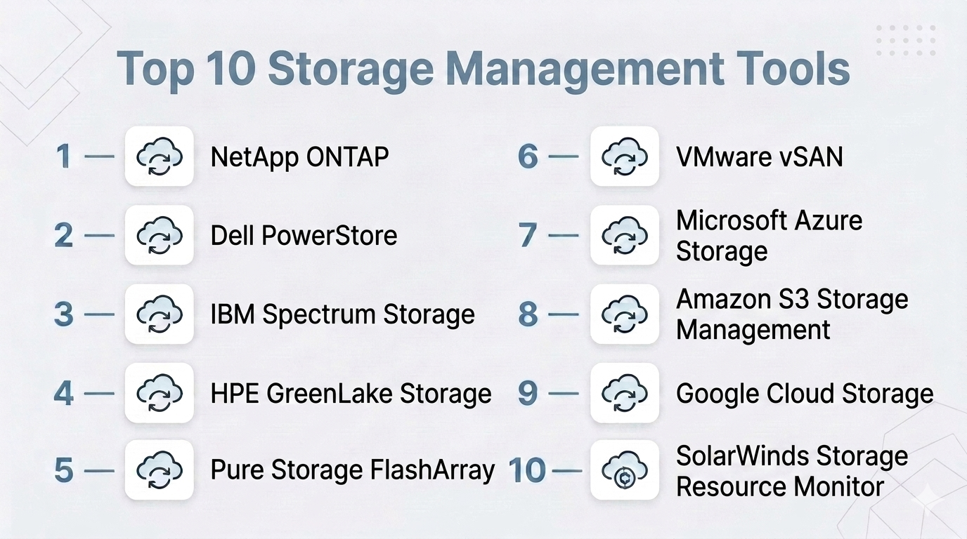 Storage Management Aditional Feature Top 10 Storage Management Tools: Features, Pros, Cons & Comparison ...
