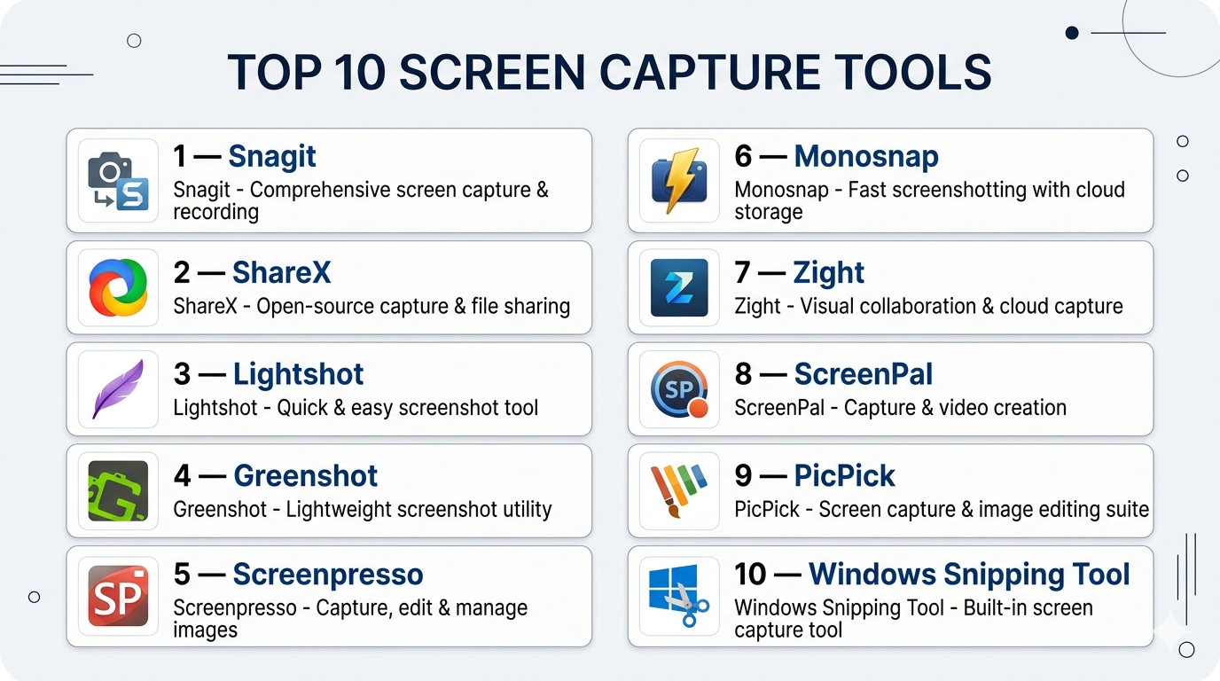 Screen Capture Tool Ui Top 10 Screen Capture Tools: Features, Pros, Cons & Comparison ...