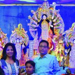 Hyderabad Oct 18th 2015; Bengalee cultural association install the statue of goddess Durga at the at Banjara funcution hall Banjarahills.. Pix by S.Surender Reddy