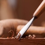 closeup gouge for wood on carpenter workbench