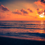 Scenic view of the waves of the Bay of Bengal along Marina Beach, Chennai, India