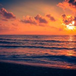 Scenic view of the waves of the Bay of Bengal along Marina Beach, Chennai, India