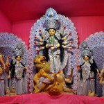 KOLKATA, OCT 4 (UNI) An idol of Goddess Durga at a community Durga puja pandal in Kolkata on Friday.UNI PHOTO CAL 4